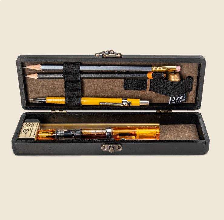 BSC - Pencil & Pen Box - Distressed Black Painted MDF