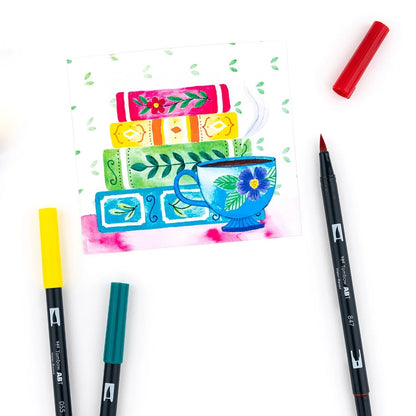 Dual Brush Pen Art Markers, Primary, 10-Pack